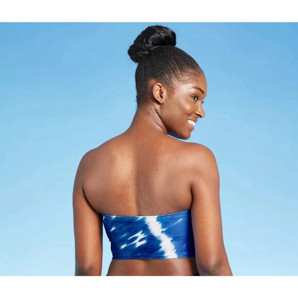 Xhilaration Juniors Longline Bandeau Bikini Top - Blue Tie-Dye Size X Small - Picture 2 of 3